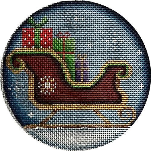 Rebecca Wood Designs Sleigh Presents Needlepoint Canvas