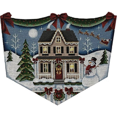 Rebecca Wood Designs Santas Arrival Snowman & House Needlepoint Canvas - 13M