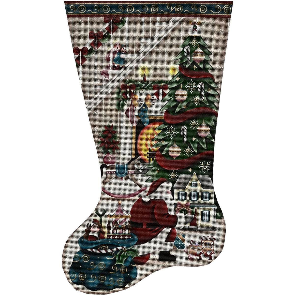 Rebecca Wood Designs Its Santa Girl Stocking Needlepoint Canvas - 13M