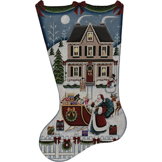 Rebecca Wood Designs Santas Arrival Stocking Needlepoint Canvas - 18M