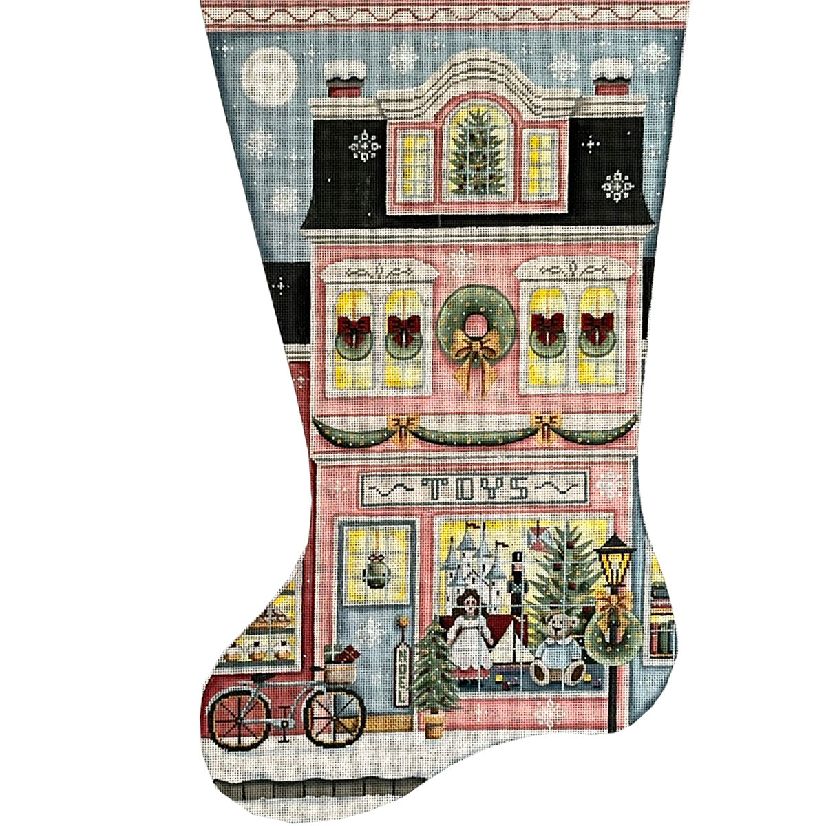 Rebecca Wood Designs Toy Shop Pink Stocking Needlepoint Canvas - 18M