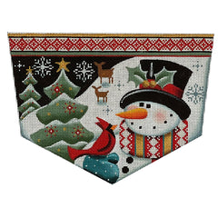 Rebecca Wood Designs Night Snowman with Cardinal Bird Needlepoint Canvas - 18M