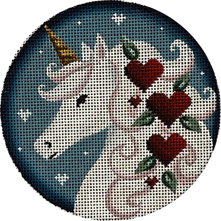 Rebecca Wood Designs Valentine Unicorn Needlepoint Canvas