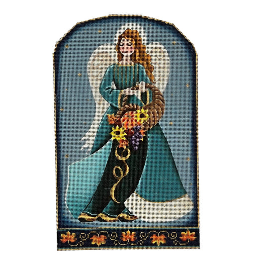 Rebecca Wood Designs Autumn Angel with Flower Needlepoint Canvas