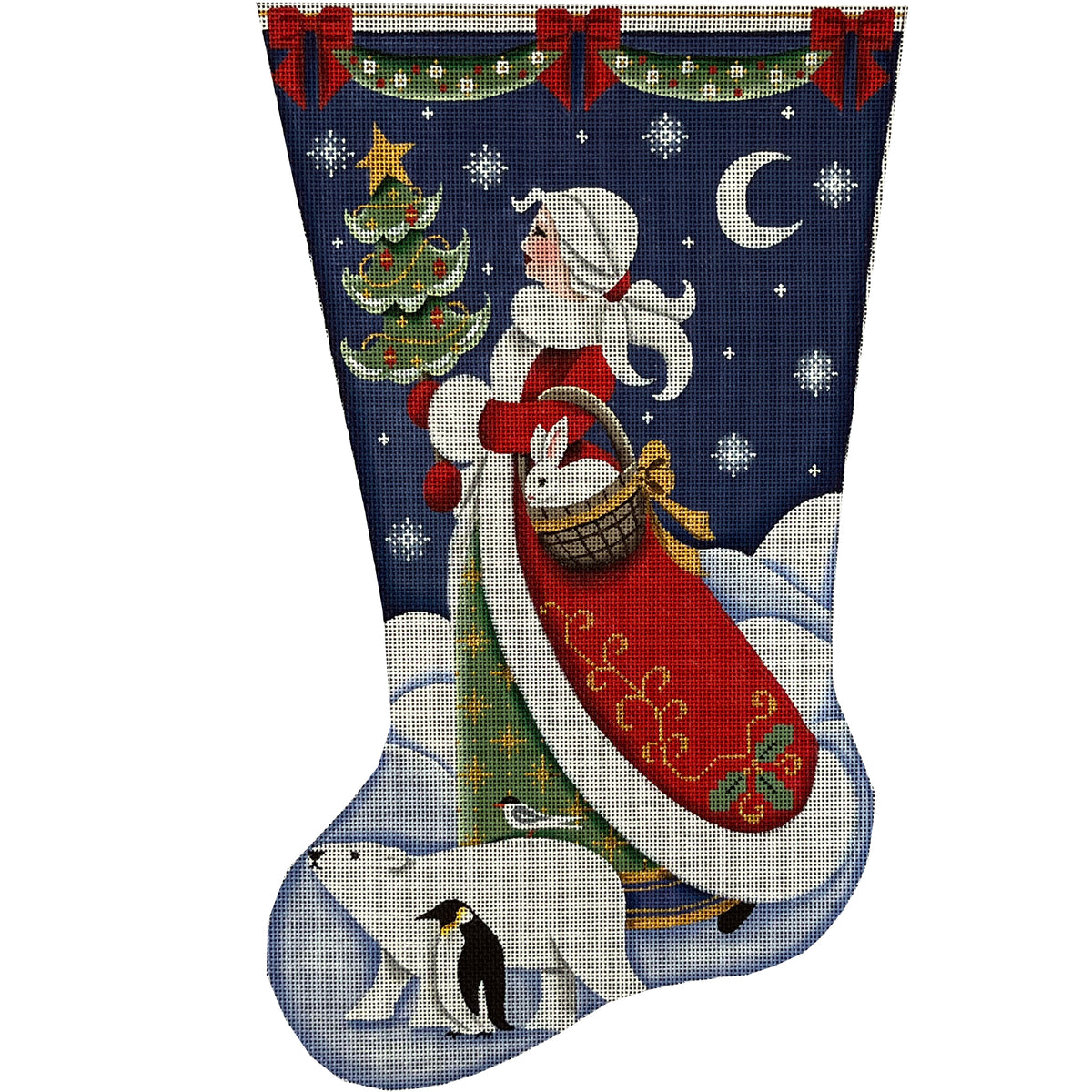 Rebecca Wood Designs Mrs Claus Stocking Needlepoint Canvas - 18M