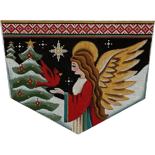 Rebecca Wood Designs Night Angel with Cardinal Bird Needlepoint Canvas - 18M