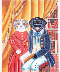 A Dragon's Tale Girl Shaggy Dog & Boy Labrador Needlepoint Canvas