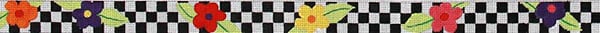 The Meredith Collection Whimsical Flowers on B&W Check Needlepoint Canvas