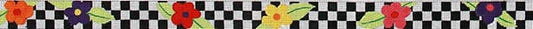 The Meredith Collection Whimsical Flowers on B&W Check Needlepoint Canvas