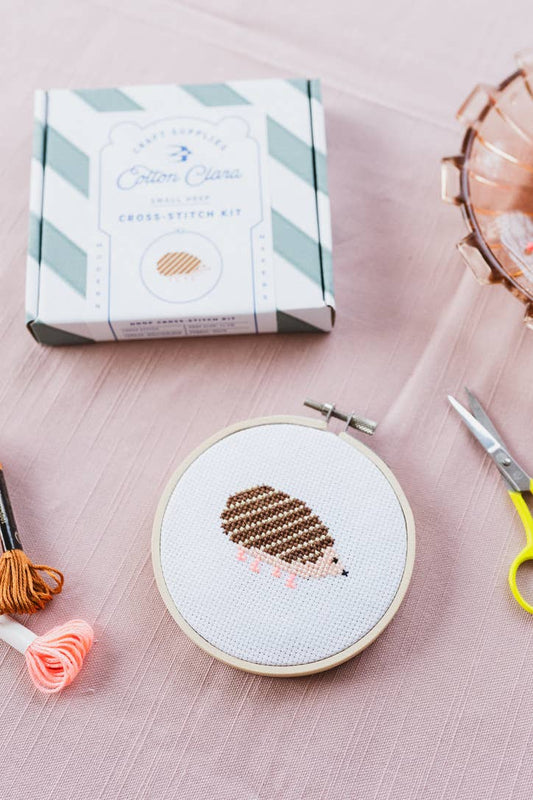 Cotton Clara Craft Kits & Supplies Hedgehog Cross Stitch Kit