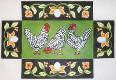 The Meredith Collection Chickens with Egg Border Needlepoint Canvas
