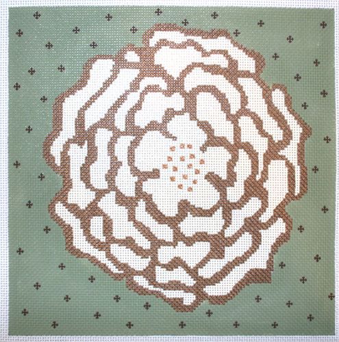 The Meredith Collection Cream Camellia Needlepoint Canvas