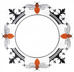 The Meredith Collection Crown Bee Monogram Needlepoint Canvas