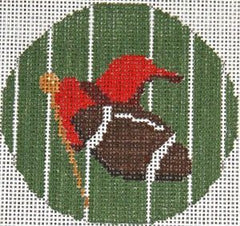 The Meredith Collection Flask Football with Red Pennant Needlepoint Canvas