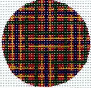 The Meredith Collection Flask Plaid Red Background Needlepoint Canvas