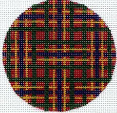 The Meredith Collection Flask Plaid Red Background Needlepoint Canvas