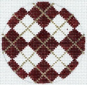 The Meredith Collection Flask Maroon Argyle Needlepoint Canvas