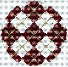 The Meredith Collection Flask Maroon Argyle Needlepoint Canvas