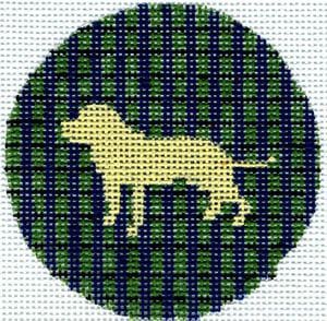 The Meredith Collection Flask Yellow Lab on Plaid Needlepoint Canvas