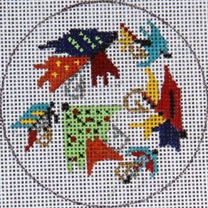 The Meredith Collection Flask Flies Needlepoint Canvas