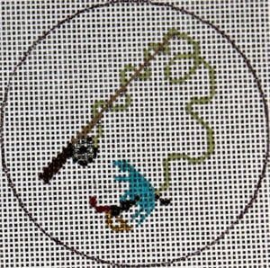 The Meredith Collection Flask Fishing Rod Fly Needlepoint Canvas