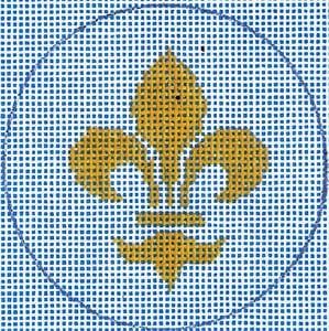 The Meredith Collection Flask Fleur De Lis Needlepoint Canvas