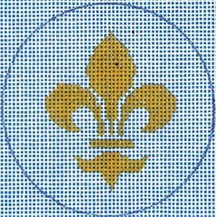 The Meredith Collection Flask Fleur De Lis Needlepoint Canvas