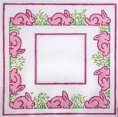 The Meredith Collection Pink Bunnies & Flowers Needlepoint Canvas