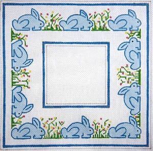 The Meredith Collection Blue Bunnies & Flowers Needlepoint Canvas