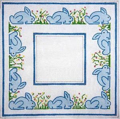 The Meredith Collection Blue Bunnies & Flowers Needlepoint Canvas