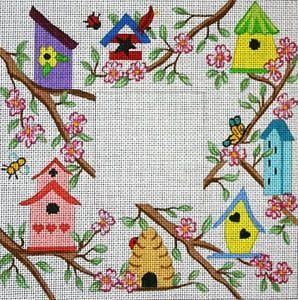 The Meredith Collection Birdhouses in Dogwood Needlepoint Canvas