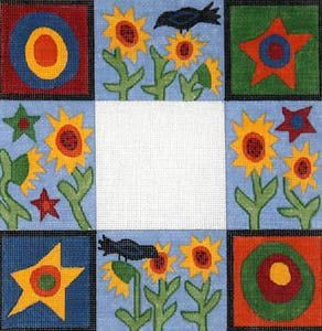 The Meredith Collection Blackbird & Sunflower Needlepoint Canvas