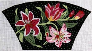 The Meredith Collection Tiger Lilies Fan Bag Needlepoint Canvas
