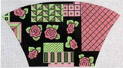 The Meredith Collection Patchwork Rose Garden Fan Needlepoint Canvas