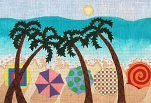 The Meredith Collection Beach Umbrellas Backpack Needlepoint Canvas