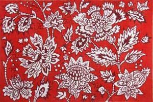 The Meredith Collection Denimal Floral Red Backpack Needlepoint Canvas