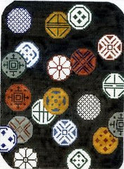 The Meredith Collection Antique Coins Black Petite Clutch Needlepoint Canvas