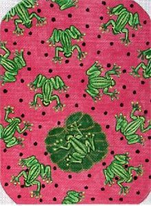 The Meredith Collection Frog on Polka Dots Petite Clutch Needlepoint Canvas