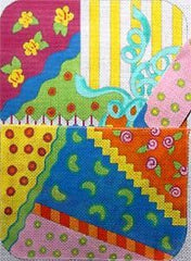 The Meredith Collection Ribbon Collage Petite Clutch Needlepoint Canvas