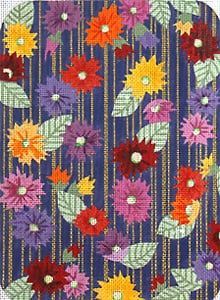 The Meredith Collection Zinnias Petite Clutch Needlepoint Canvas