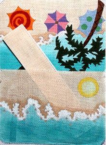 The Meredith Collection Beach Umbrellas Petite Clutch Needlepoint Canvas