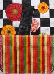 The Meredith Collection Zinnias Black & White Petite Clutch Needlepoint Canvas