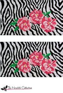 The Meredith Collection Zebra with Pink Peonies Claire Needlepoint Canvas