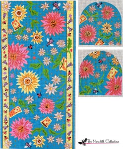 The Meredith Collection Bumble Laydbugs Flowers Medium Needlepoint Canvas