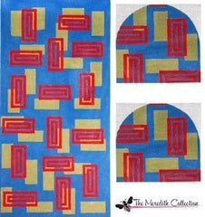 The Meredith Collection Art Decoration Blue & Red Med Satchel Needlepoint Canvas