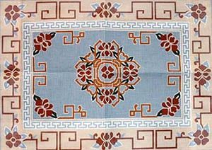 The Meredith Collection Chinese Floral Blue Rug Needlepoint Canvas