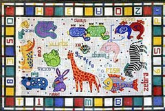 The Meredith Collection Childs Alphabet Blocks Rug Needlepoint Canvas