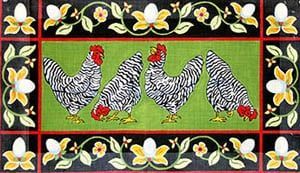 The Meredith Collection Chickens Egg Border Rug Needlepoint Canvas