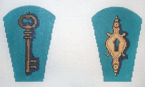The Meredith Collection Keys-Teal Scissor Case Needlepoint Canvas