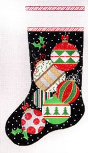 The Meredith Collection Balls on Black Stocking Needlepoint Canvas